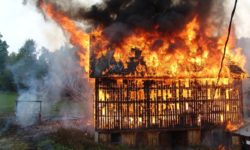 photo of a burning barn